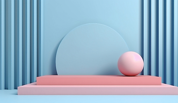 JPG 편집이미지 분홍색 하늘색 사람없음 3D 공간 원형 심플 단상 포디움 편집소스 미니멀 편집3D AI컴퓨터그래픽 AI콘텐츠 도형 컬러 파란색 무대 디지털합성 파일형식