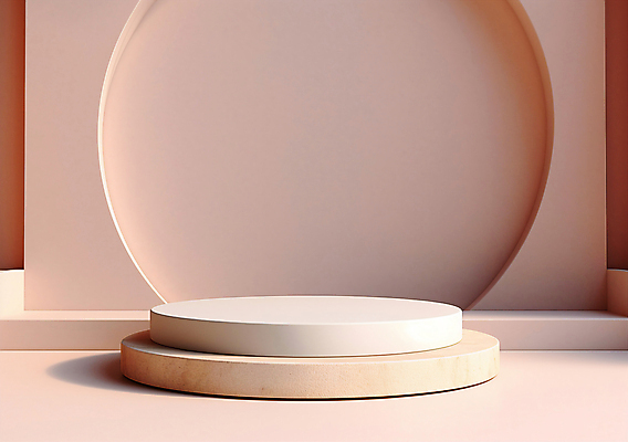 JPG 편집이미지 사람없음 3D 공간 원형 심플 단상 베이지색 포디움 편집소스 미니멀 편집3D AI컴퓨터그래픽 AI콘텐츠 도형 컬러 무대 디지털합성 파일형식