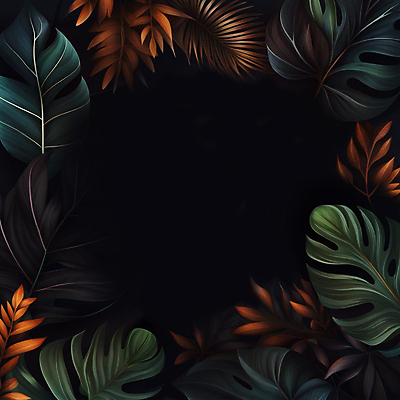JPG 식물 일러스트 나뭇잎 프레임 사람없음 검은색 열대식물 카피스페이스 트로피컬아트 국내일러스트 AI일러스트 AI콘텐츠 컬러 잎 공백 그림 파일형식