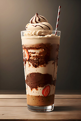 JPG 편집이미지 딸기 아이스크림 빨대 사람없음 컵 갈색 초콜릿 쉐이크 초코시럽 초코아이스크림 편집실사 AI포토 AI콘텐츠 식기 음료 컬러 과일 디저트 CG 시럽 파일형식