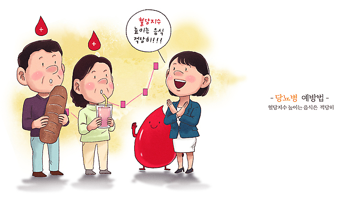 전신 PSD 여자 남자 빵 말풍선 일러스트 표시 서기 들기 성인 세명 건강관리 주스 혈액 X 먹기 예방 당뇨병 혈당 성인만 합병증 국내일러스트 알파벳 음료 음식 모션 건강 관리 사람 질병 파일형식