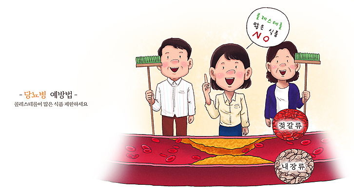 전신 PSD 여자 남자 말풍선 일러스트 단면 들기 상반신 성인 세명 건강관리 가리킴 빗자루 청소 예방 혈관 건강식 당뇨병 젓갈 콜레스테롤 성인만 합병증 국내일러스트 음식 모션 건강 관리 사람 손짓 장기_의학 질병 청소도구 파일형식