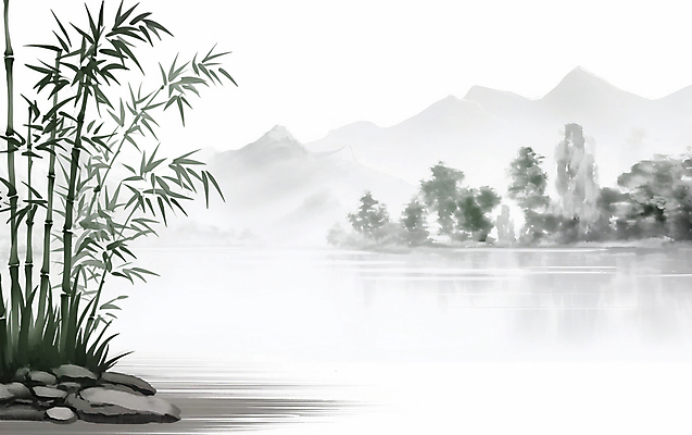 JPG 나무 일러스트 자연 붓터치 산 수묵화 풍경 사람없음 강 돌_바위 대나무 동양화 번짐 국내일러스트 AI일러스트 AI콘텐츠 식물 미술 생태계 파일형식 효과