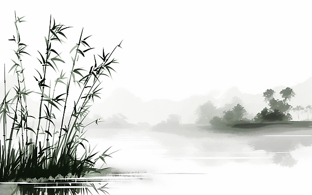 JPG 나무 잎 일러스트 자연 붓터치 산 수묵화 풍경 사람없음 강 풀 대나무 동양화 번짐 국내일러스트 AI일러스트 AI콘텐츠 식물 미술 생태계 파일형식 효과