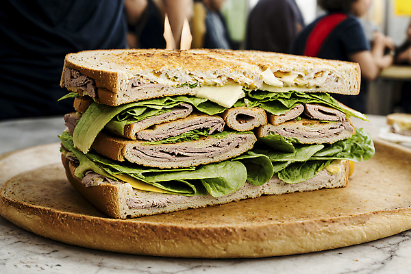 JPG 편집이미지 채소 치즈 사람없음 가득함 디지털합성 햄 나무쟁반 클럽샌드위치 편집실사 AI포토 AI콘텐츠 유제품 쟁반 샌드위치 육류 목재 CG 파일형식