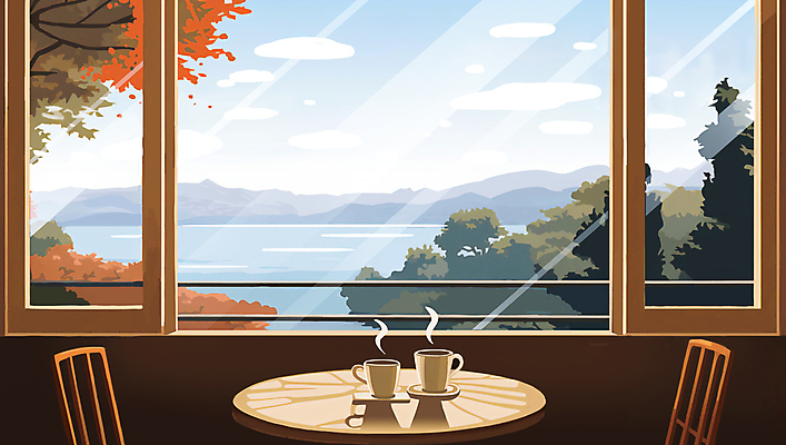 JPG 나무 구름 단풍 의자 일러스트 창문 탁자 하늘 단풍나무 나뭇잎 산 풍경 사람없음 강 카페 가을 커피잔 창틀 창밖 국내일러스트 AI일러스트 AI콘텐츠 자연요소 식물 계절 커피 가구 잎 잔 상점 파일형식