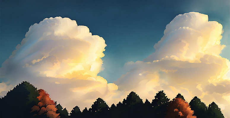 JPG 나무 구름 일러스트 자연 하늘 단풍나무 풍경 사람없음 가을풍경 가을 뭉게구름 국내일러스트 AI일러스트 AI콘텐츠 자연요소 식물 계절 단풍 생태계 파일형식 가을_계절 구름_자연