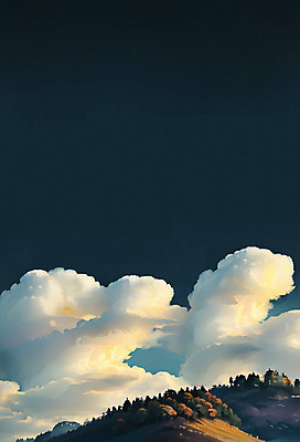 JPG 나무 구름 일러스트 자연 하늘 단풍나무 산 풍경 사람없음 가을풍경 가을 뭉게구름 언덕 청록색 카피스페이스 국내일러스트 AI일러스트 AI콘텐츠 자연요소 식물 계절 컬러 단풍 공백 생태계 파일형식 가을_계절 구름_자연