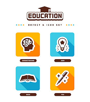 아이콘 교육 별 하늘색 전구 아이디어 사람없음 책 반짝임 펜 노란색 사각형 얼굴모양 오브젝트 뇌 브레인스토밍 2D아이콘 AI파일 자연요소 모양 도형 얼굴 컬러 컨셉 모션 파란색 필기구 파일형식 벡터