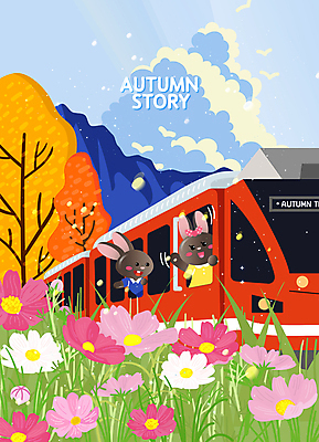 구름 단풍 두마리 꽃밭 일러스트 단풍나무 휴가 휴식 산 미소 사람없음 가을풍경 기차 가을 토끼 풀 승차 즐거움 토끼캐릭터 코스모스 힐링 가을여행 기차여행 손흔들기 흑토끼 국내일러스트 AI파일 자연요소 나무 식물 계절 꽃 감정 육상교통 동물캐릭터 여행 컨셉 잎 2 포유류 모션 대중교통 표정 풍경 반려동물 파일형식 벡터 가을_계절