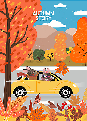 구름 단풍 낙엽 두마리 일러스트 자동차 단풍나무 휴가 휴식 산 미소 들기 사람없음 스마트폰 소풍 가을풍경 사진촬영 주황색 만세 드라이브 가을 토끼 풀 승차 즐거움 토끼캐릭터 힐링 가을여행 흑토끼 국내일러스트 AI파일 자연요소 나무 식물 계절 감정 육상교통 컬러 동물캐릭터 여행 컨셉 잎 2 포유류 모션 표정 풍경 핸드폰 스마트기기 반려동물 야외활동 촬영 운전 파일형식 벡터 가을_계절