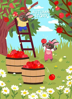 구름 두마리 꽃밭 일러스트 사다리 휴식 나뭇잎 들기 초원 사람없음 가을풍경 수확 가을 토끼 사과 과수원 즐거움 토끼캐릭터 소국 힐링 사과나무 가을여행 사과농장 사과따기 오크통 흑토끼 국내일러스트 AI파일 자연요소 나무 계절 꽃 감정 동물캐릭터 여행 컨셉 잎 2 농업 과일 포유류 모션 풍경 반려동물 농장 도구 파일형식 벡터 가을_계절