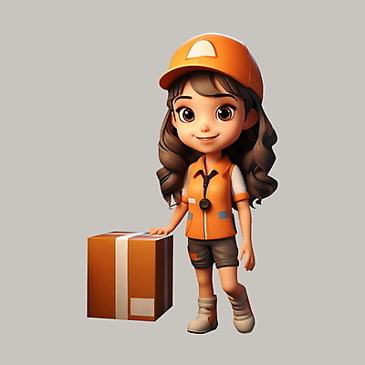 전신 PSD 편집이미지 여자 유니폼 3D캐릭터 한명 서기 성인 3D 주황색 택배기사 배송 택배 택배상자 손짚기 성인여자한명만 편집3D 캐릭터 1 옷 컬러 모션 사람 손짓 상자 운송업 배달원 디지털합성 여자한명만 성인여자만 파일형식