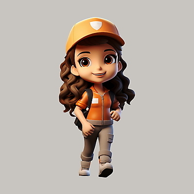 전신 PSD 편집이미지 여자 유니폼 3D캐릭터 한명 성인 3D 걷기 주황색 택배기사 배송 택배 성인여자한명만 편집3D 캐릭터 1 옷 컬러 모션 사람 운송업 배달원 디지털합성 여자한명만 성인여자만 파일형식