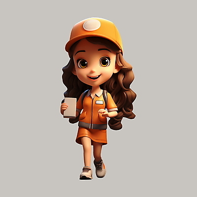 전신 PSD 편집이미지 여자 유니폼 3D캐릭터 한명 서기 들기 손짓 성인 3D 주황색 택배기사 배송 택배 택배상자 성인여자한명만 편집3D 캐릭터 1 옷 컬러 모션 사람 상자 운송업 배달원 디지털합성 여자한명만 성인여자만 파일형식