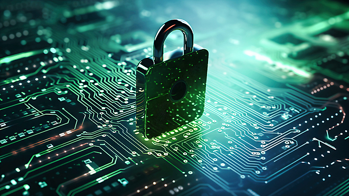 JPG 편집이미지 자물쇠 사람없음 초록색 빛 반짝임 반사 디지털 보호 사이버 스마트 보안 전자회로 이미지편집 편집실사 AI컴퓨터그래픽 AI콘텐츠 컬러 컨셉 모션 안전 회로판 CG 파일형식