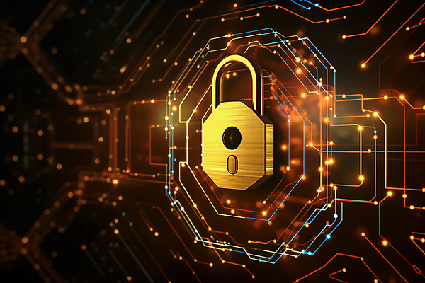 JPG 편집이미지 자물쇠 사람없음 빛 반짝임 갈색 디지털 황금 보호 사이버 스마트 보안 전자회로 이미지편집 편집실사 AI컴퓨터그래픽 AI콘텐츠 컬러 컨셉 모션 안전 회로판 CG 파일형식