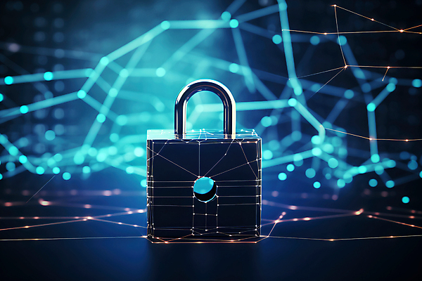 JPG 편집이미지 자물쇠 사람없음 파란색 빛 반짝임 디지털 보호 사이버 스마트 보안 이미지편집 편집실사 AI컴퓨터그래픽 AI콘텐츠 컬러 컨셉 모션 안전 CG 파일형식