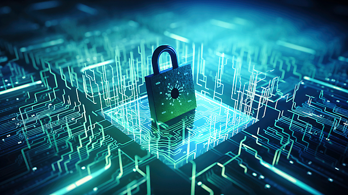 JPG 편집이미지 자물쇠 사람없음 초록색 파란색 빛 반짝임 디지털 보호 사이버 스마트 보안 전자회로 이미지편집 편집실사 AI컴퓨터그래픽 AI콘텐츠 컬러 컨셉 모션 안전 회로판 CG 파일형식