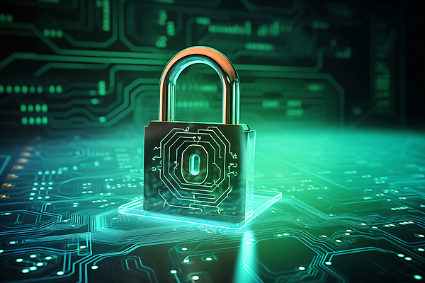 JPG 편집이미지 자물쇠 사람없음 초록색 빛 반짝임 디지털 보호 사이버 스마트 보안 전자회로 이미지편집 편집실사 AI컴퓨터그래픽 AI콘텐츠 컬러 컨셉 모션 안전 회로판 CG 파일형식