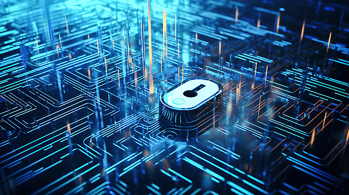 JPG 편집이미지 자물쇠 사람없음 파란색 빛 반짝임 디지털 보호 사이버 스마트 보안 열쇠구멍 전자회로 이미지편집 편집실사 AI컴퓨터그래픽 AI콘텐츠 컬러 컨셉 모션 안전 회로판 CG 파일형식