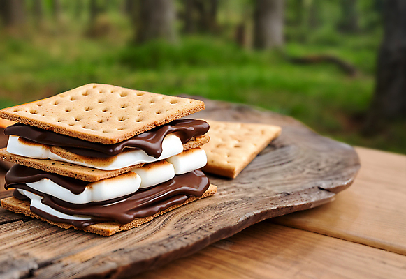 JPG 편집이미지 디저트 사람없음 쌓기 크래커 쿠키 초콜릿 숲속 숲 디지털합성 마시멜로우 나무받침 나무탁자 편집소스 스모어 편집실사 AI포토 AI콘텐츠 음식 모션 탁자 목재 받침대 CG 파일형식