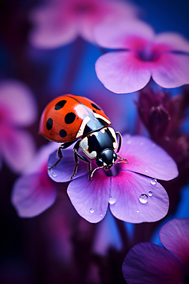 JPG 편집이미지 한마리 꽃 곤충 자연 사람없음 물방울 이슬 무당벌레 편집실사 AI포토 AI콘텐츠 식물 동물 1 CG 생태계 파일형식