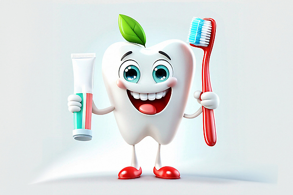 JPG 편집이미지 캐릭터 나뭇잎 치과 웃음 들기 사람없음 흰색 치아 칫솔 치약 편집실사 AI컴퓨터그래픽 AI콘텐츠 컬러 잎 모션 표정 병원 위생용품 소화기관 CG 파일형식