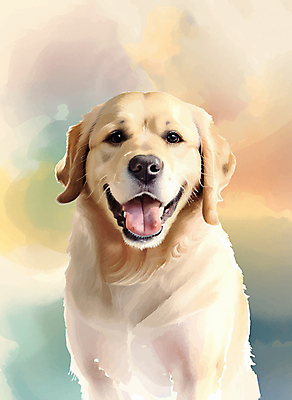 한마리 일러스트 수채화 사람없음 컬러풀 골든리트리버 리트리버 강아지 국내일러스트 AI파일 1 컬러 반려동물 개 파일형식 벡터