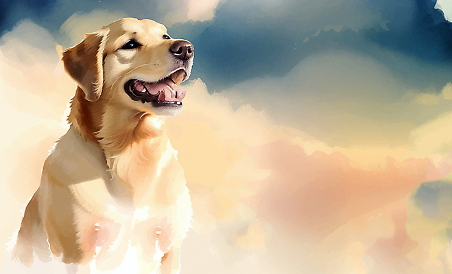 한마리 일러스트 수채화 사람없음 컬러풀 골든리트리버 리트리버 강아지 국내일러스트 AI파일 1 컬러 반려동물 개 파일형식 벡터