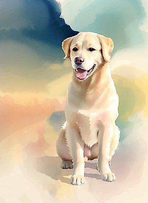 한마리 일러스트 수채화 앉기 사람없음 컬러풀 골든리트리버 리트리버 강아지 국내일러스트 AI파일 1 컬러 모션 반려동물 개 파일형식 벡터