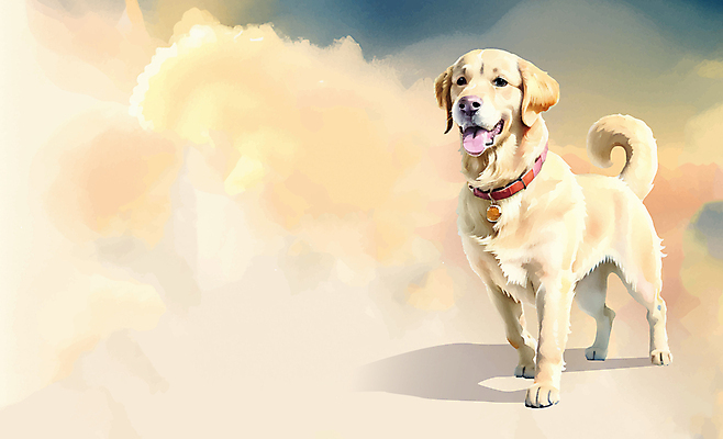 한마리 일러스트 수채화 서기 사람없음 컬러풀 골든리트리버 리트리버 강아지 목줄 국내일러스트 AI파일 1 컬러 모션 반려동물 개 파일형식 벡터 반려용품