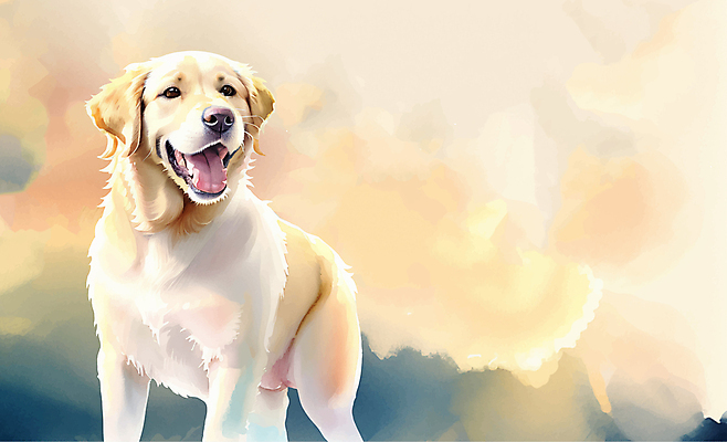 한마리 일러스트 수채화 사람없음 컬러풀 골든리트리버 리트리버 강아지 국내일러스트 AI파일 1 컬러 반려동물 개 파일형식 벡터