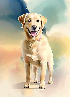 한마리 일러스트 수채화 서기 사람없음 컬러풀 골든리트리버 리트리버 강아지 국내일러스트 AI파일 1 컬러 모션 반려동물 개 파일형식 벡터