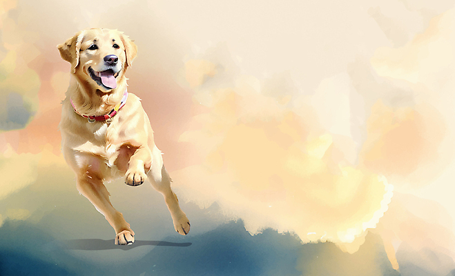 한마리 일러스트 수채화 사람없음 컬러풀 달리기 골든리트리버 리트리버 강아지 국내일러스트 AI파일 1 컬러 모션 반려동물 개 파일형식 벡터