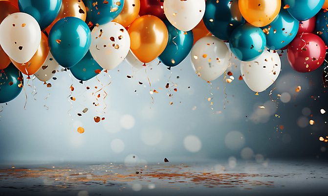 JPG 편집이미지 사람없음 그래픽 컬러풀 파티 축하 생일파티 디지털합성 파티용품 보케 꽃가루 풍선 편집소스 편집실사 AI포토 AI콘텐츠 컬러 컨셉 이벤트 생일 가루 CG 이벤트용품 파일형식
