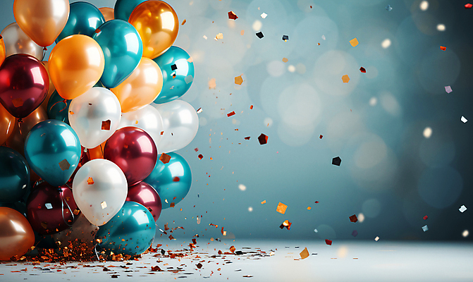 JPG 편집이미지 사람없음 그래픽 컬러풀 파티 축하 생일파티 디지털합성 파티용품 꽃가루 풍선 편집소스 편집실사 AI포토 AI콘텐츠 컬러 컨셉 이벤트 생일 가루 CG 이벤트용품 파일형식