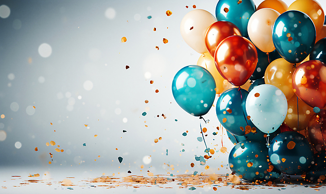 JPG 편집이미지 사람없음 그래픽 컬러풀 파티 축하 생일파티 디지털합성 파티용품 꽃가루 풍선 편집소스 편집실사 AI포토 AI콘텐츠 컬러 컨셉 이벤트 생일 가루 CG 이벤트용품 파일형식