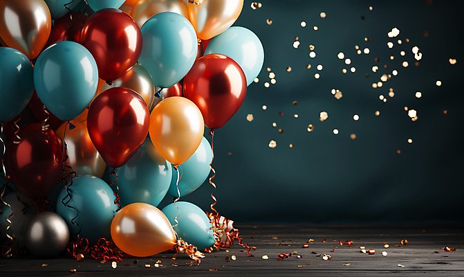 JPG 편집이미지 사람없음 그래픽 컬러풀 파티 축하 생일파티 디지털합성 파티용품 꽃가루 풍선 편집소스 편집실사 AI포토 AI콘텐츠 컬러 컨셉 이벤트 생일 가루 CG 이벤트용품 파일형식