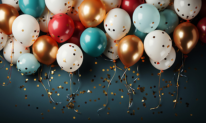 JPG 편집이미지 사람없음 그래픽 컬러풀 파티 축하 생일파티 디지털합성 파티용품 꽃가루 풍선 편집소스 편집실사 AI포토 AI콘텐츠 컬러 컨셉 이벤트 생일 가루 CG 이벤트용품 파일형식