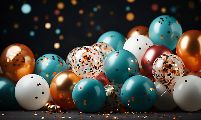 JPG 편집이미지 사람없음 그래픽 컬러풀 파티 축하 생일파티 디지털합성 파티용품 꽃가루 풍선 편집소스 편집실사 AI포토 AI콘텐츠 컬러 컨셉 이벤트 생일 가루 CG 이벤트용품 파일형식