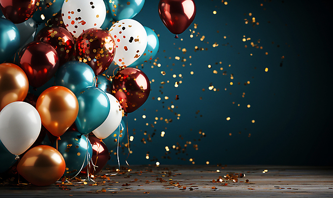 JPG 편집이미지 사람없음 그래픽 컬러풀 파티 축하 생일파티 디지털합성 파티용품 꽃가루 풍선 편집소스 편집실사 AI포토 AI콘텐츠 컬러 컨셉 이벤트 생일 가루 CG 이벤트용품 파일형식