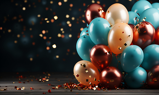 JPG 편집이미지 사람없음 그래픽 컬러풀 파티 축하 생일파티 디지털합성 파티용품 꽃가루 풍선 편집소스 편집실사 AI포토 AI콘텐츠 컬러 컨셉 이벤트 생일 가루 CG 이벤트용품 파일형식