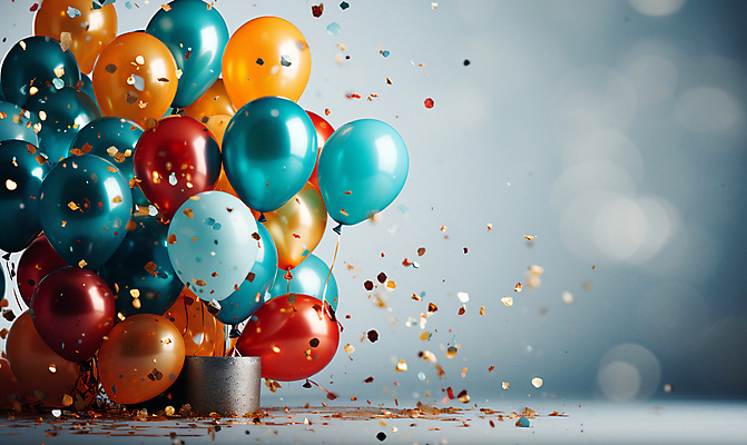 JPG 편집이미지 사람없음 그래픽 컬러풀 파티 축하 생일파티 디지털합성 파티용품 꽃가루 풍선 편집소스 편집실사 AI포토 AI콘텐츠 컬러 컨셉 이벤트 생일 가루 CG 이벤트용품 파일형식