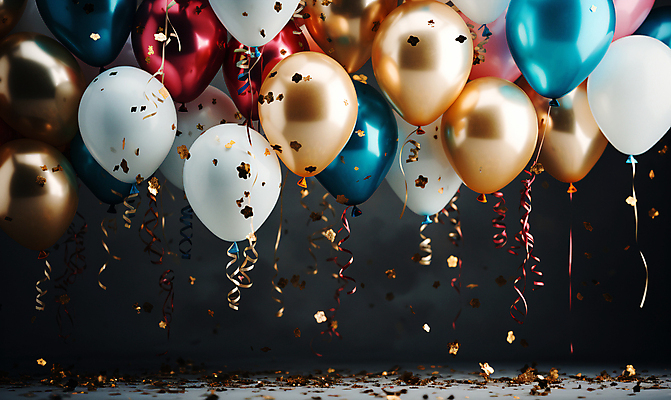 JPG 편집이미지 사람없음 그래픽 컬러풀 파티 축하 생일파티 디지털합성 파티용품 꽃가루 풍선 편집소스 편집실사 AI포토 AI콘텐츠 컬러 컨셉 이벤트 생일 가루 CG 이벤트용품 파일형식