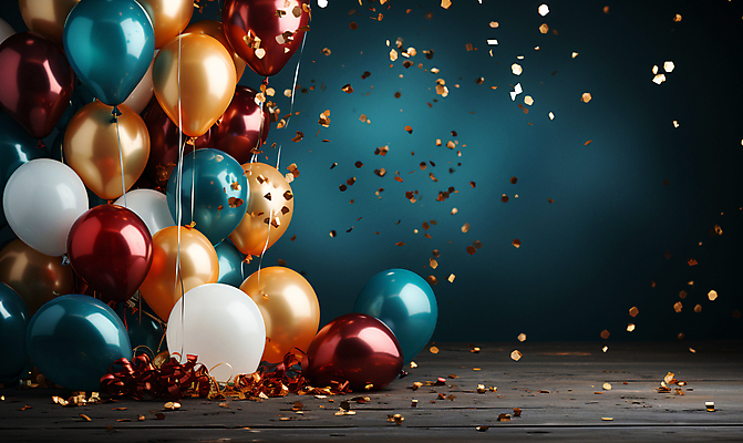 JPG 편집이미지 사람없음 그래픽 컬러풀 파티 축하 생일파티 디지털합성 파티용품 꽃가루 풍선 편집소스 편집실사 AI포토 AI콘텐츠 컬러 컨셉 이벤트 생일 가루 CG 이벤트용품 파일형식