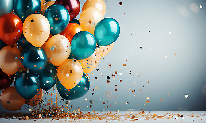 JPG 편집이미지 사람없음 그래픽 컬러풀 파티 축하 생일파티 디지털합성 파티용품 꽃가루 풍선 편집소스 편집실사 AI포토 AI콘텐츠 컬러 컨셉 이벤트 생일 가루 CG 이벤트용품 파일형식