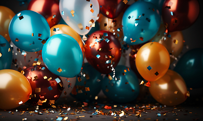 JPG 편집이미지 사람없음 그래픽 컬러풀 파티 축하 생일파티 디지털합성 파티용품 꽃가루 풍선 편집소스 편집실사 AI포토 AI콘텐츠 컬러 컨셉 이벤트 생일 가루 CG 이벤트용품 파일형식