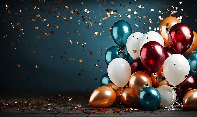 JPG 편집이미지 사람없음 그래픽 컬러풀 파티 축하 생일파티 디지털합성 파티용품 꽃가루 풍선 편집소스 편집실사 AI포토 AI콘텐츠 컬러 컨셉 이벤트 생일 가루 CG 이벤트용품 파일형식