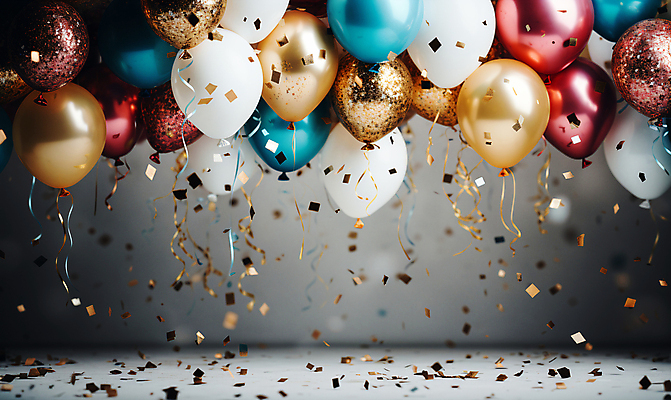 JPG 편집이미지 사람없음 그래픽 컬러풀 파티 축하 생일파티 디지털합성 파티용품 꽃가루 풍선 편집소스 편집실사 AI포토 AI콘텐츠 컬러 컨셉 이벤트 생일 가루 CG 이벤트용품 파일형식